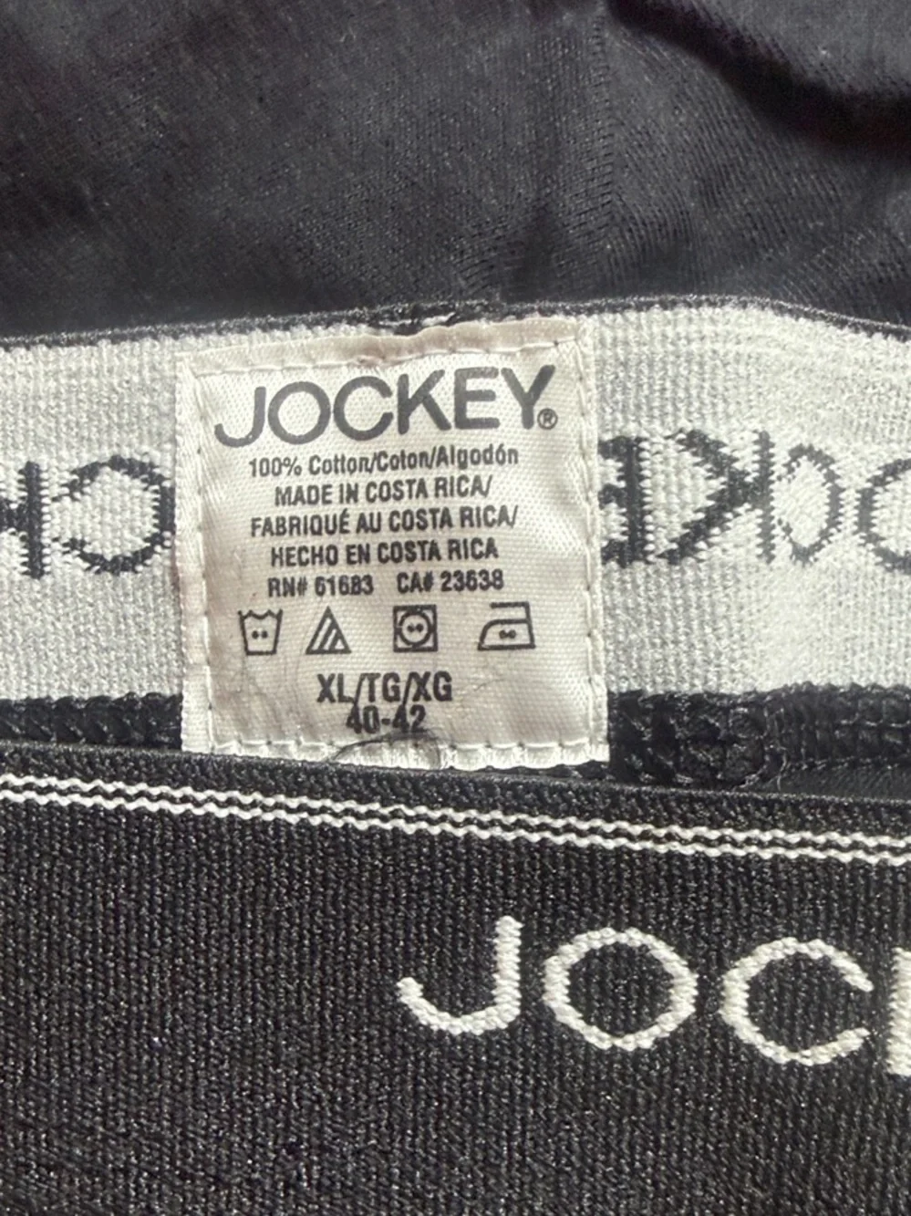 Jockey Elance Black Men's String Bikini Set - (2) Black Waistband Logo XL